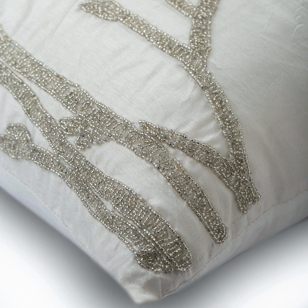 Silver Willow - White Art Silk Decorative Euro Sham