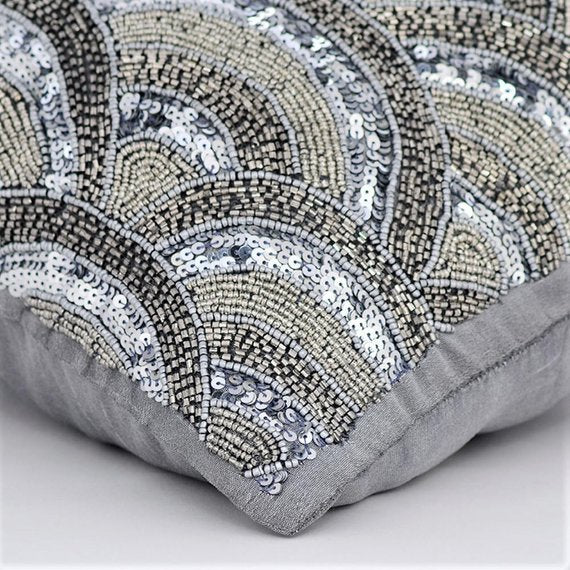 Silveratti - Silver Art Silk Throw Pillow Cover