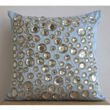 Sky Blue Diamonds - Light Blue Art Silk Decorative Euro Sham
