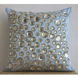 Sky Blue Diamonds - Light Blue Art Silk Throw Pillow Cover