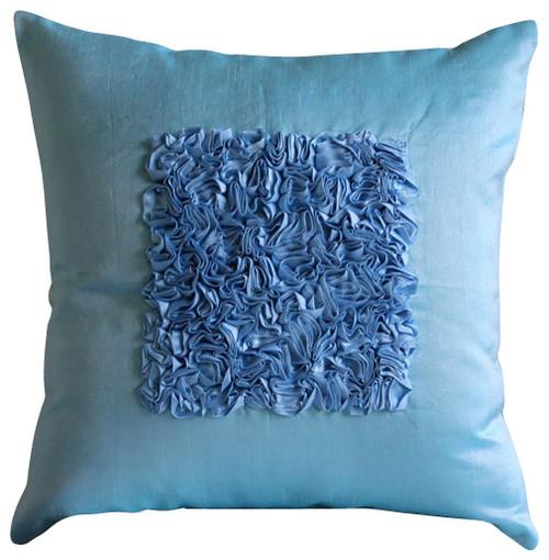 Sky Blue Love - Sky Blue Art Silk Decorative Euro Sham