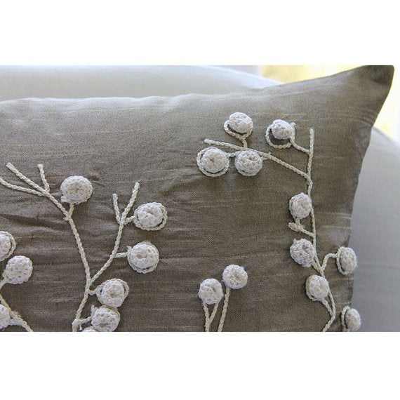 Snow Flowers Throw Pillow Cover