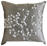 Snow Flowers Silk Decorative Euro Sham