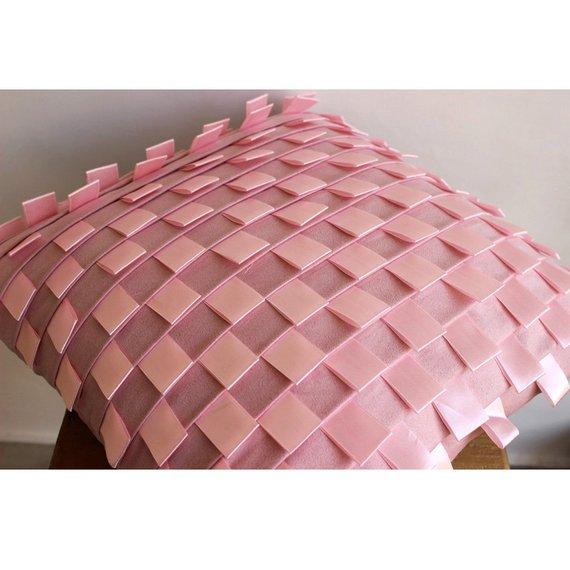 Soft Pink Dreams - Pink Faux Suede Decorative Euro Sham
