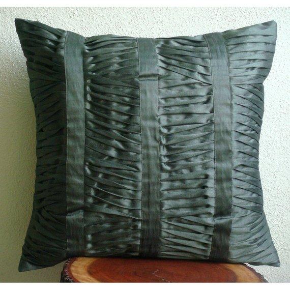 Sonic Waves - Dark Gray Art Silk Decorative Euro Sham