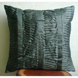 Sonic Waves - Dark Gray Art Silk Decorative Euro Sham
