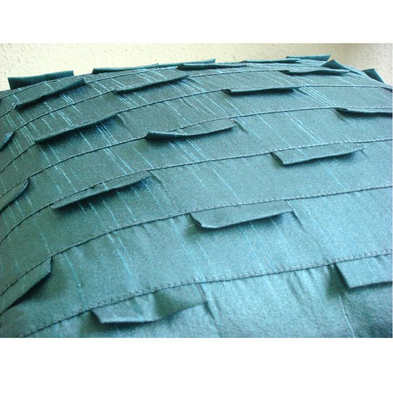 Sophistication - Teal Blue Art Silk Throw Pillow Cover