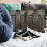 Sparkling Stripe Teal - Teal Blue Velvet Lumbar Pillow Cover