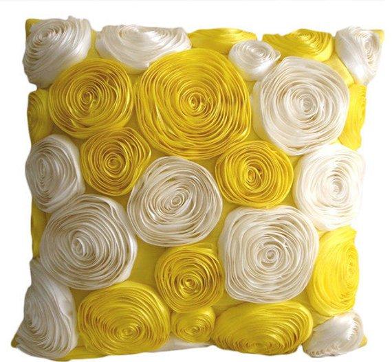 Sunny Yellow Blooms - Yellow Art Silk Decorative Euro Sham