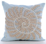 Swirl Twirl - Light Blue Cotton Linen Decorative Euro Sham