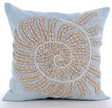 Swirl Twirl - Light Blue Cotton Linen Decorative Euro Sham