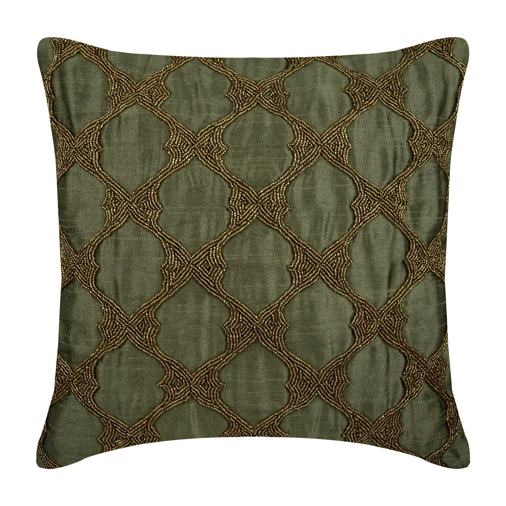 Tarnished Gold Beaded Decorative Euro Sham