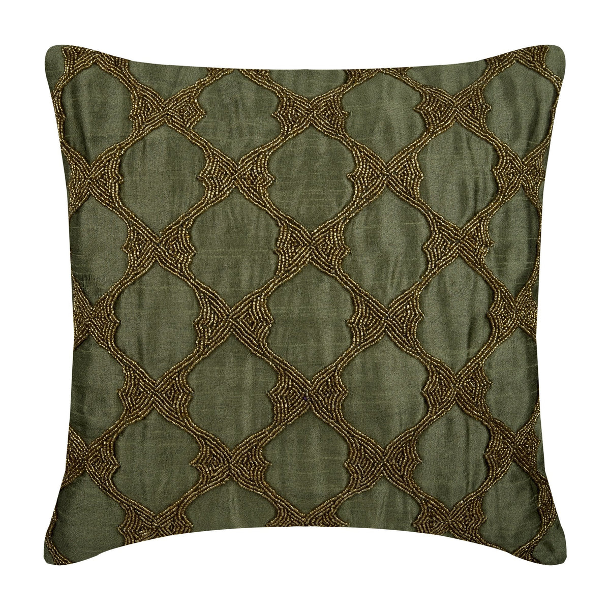 Tarnished Gold Beaded Decorative Euro Sham