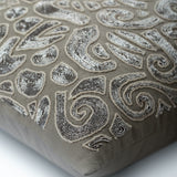 Taupe Carnival - Silver Cotton Linen Throw Pillow Cover
