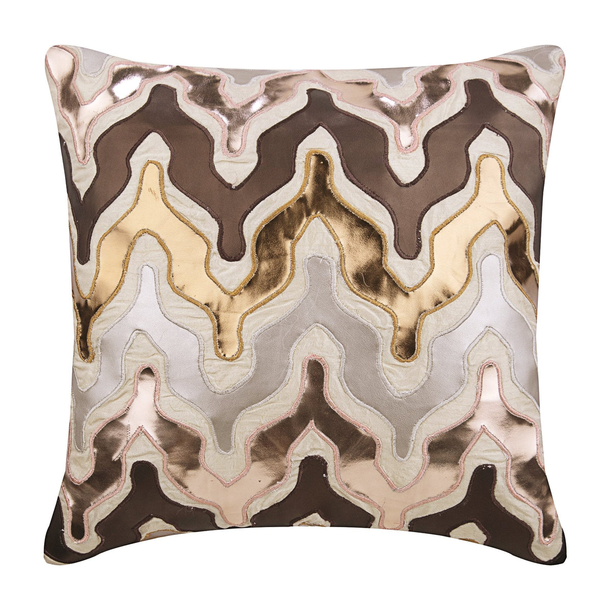 Tea Party - Brown Faux Leather Decorative Euro Sham