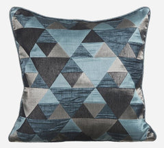 Teal Origami - Teal Blue Jacquard Silk Decorative Euro Sham