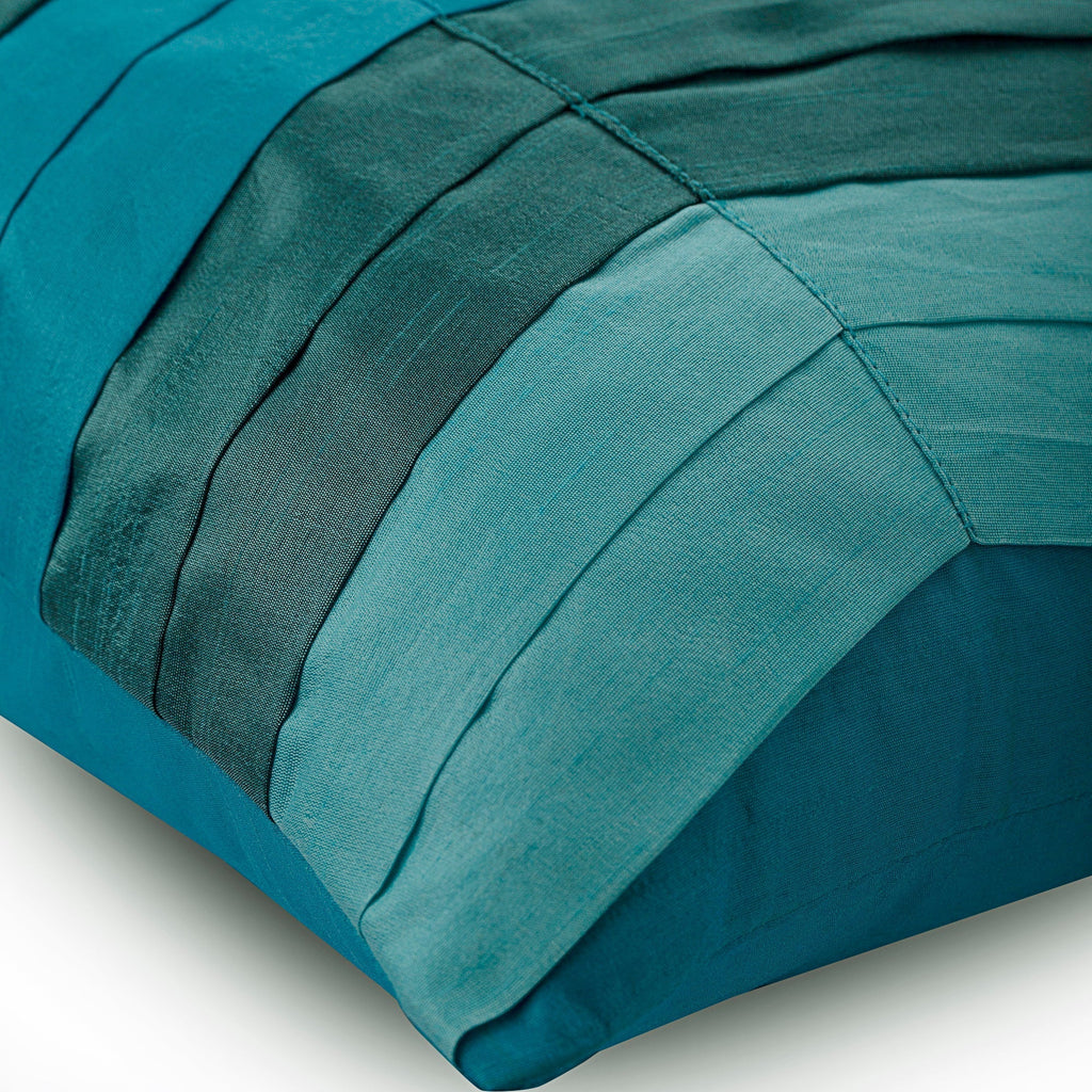 Teal Waves - Teal Blue Art Silk Throw Pillow Cover