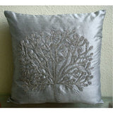 Green Tree - Green Art Silk Throw Pillow Cover