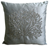 Green Tree - Green Art Silk Throw Pillow Cover