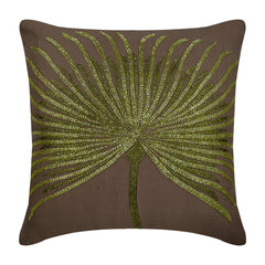 Together We Grow - Brown Cotton Linen Decorative Euro Sham