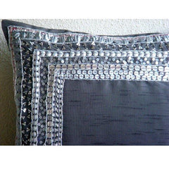 Treasure Trove - Charcoal Gray Art Silk Decorative Euro Sham