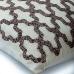 Trellis Cafe Runway - Ivory Silk Throw Pillow Cover