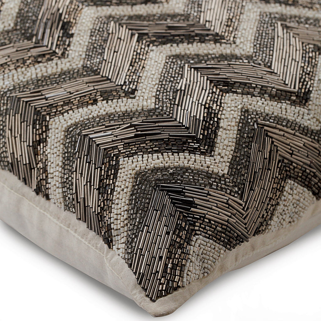 Trellis Night Beaded Throw Pillow Cover