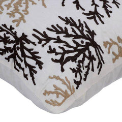 Tropical Corals - Brown Cotton Linen Decorative Euro Sham