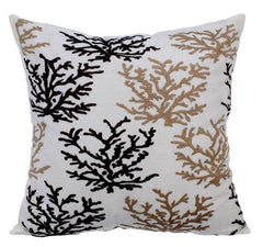 Tropical Corals - Brown Cotton Linen Decorative Euro Sham