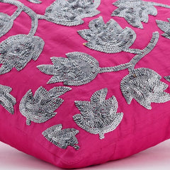 Tulip Twirl - Pink Art Silk Throw Pillow Cover