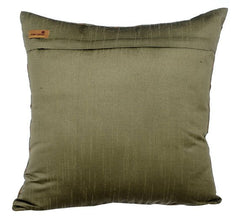 Unfolding Olive Copper - Olive Green Art Silk Throw Pillow Cover