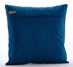 Unfolding Teal Copper - Teal Blue Art Silk Decorative Euro Sham