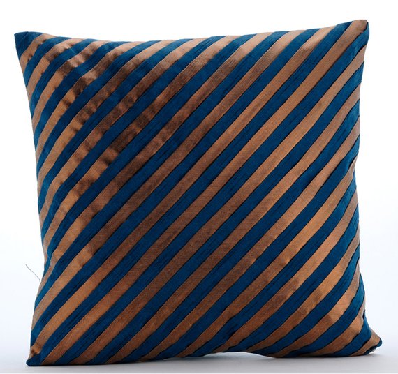 Unfolding Teal Copper Pillow Cover