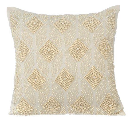 Victoria Pearls - Ivory Cotton Linen Decorative Euro Sham