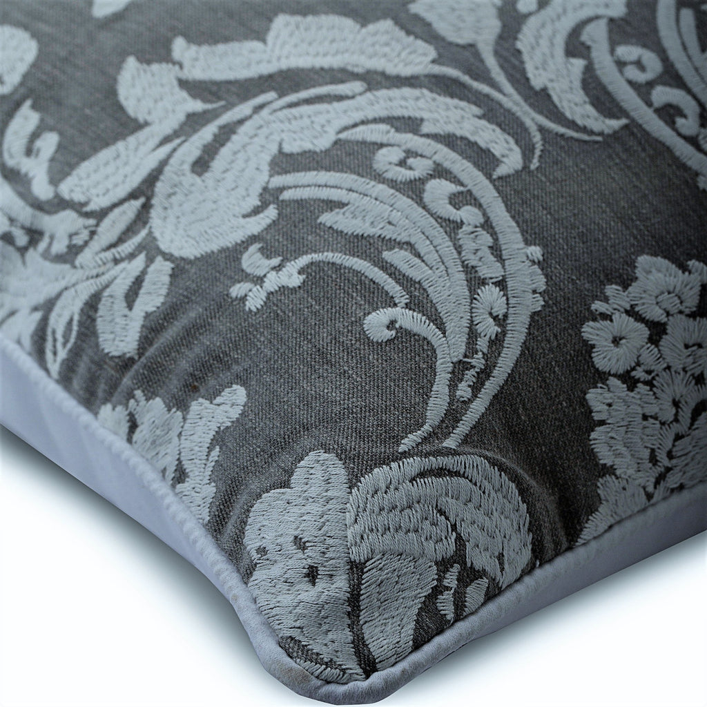 Victorian Beauty - Gray Cotton Throw Pillow Cover