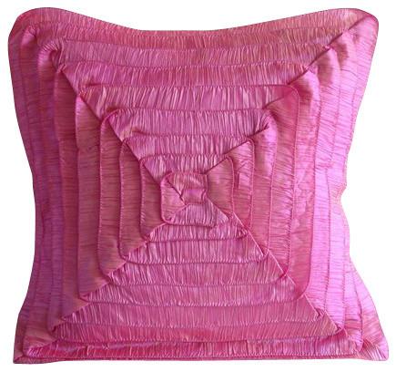 Vintage Blush - Fuchsia Pink Crushed Art Silk Decorative Euro Sham