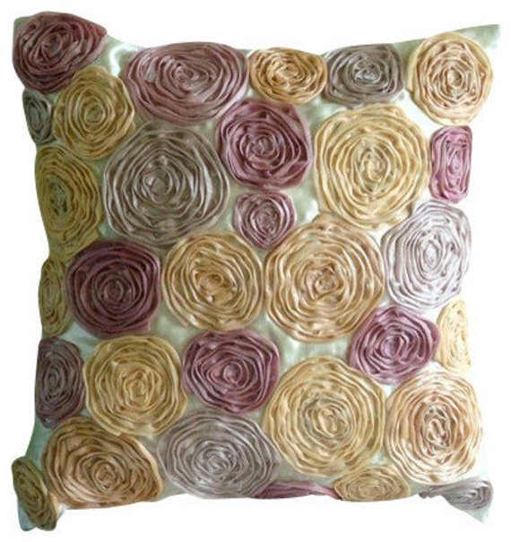 Violet Blooms - Purple Art Silk Throw Pillow Cover