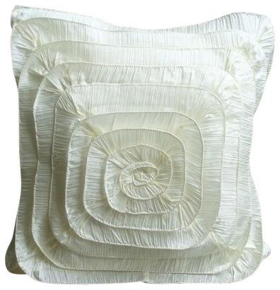 Vintage Frills - Ivory Crushed Art Silk Decorative Euro Sham