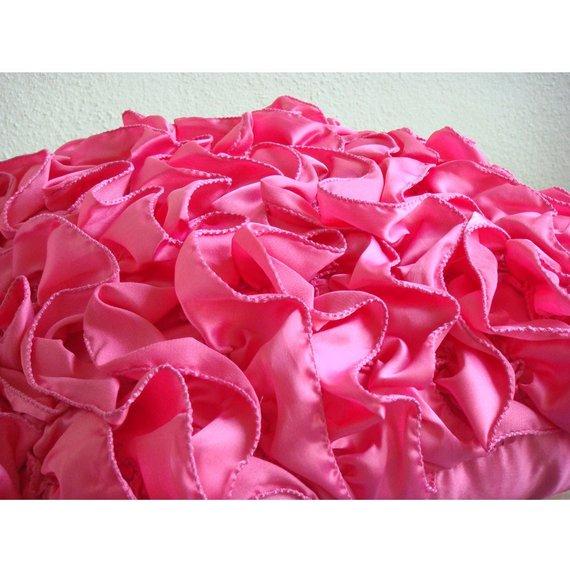 Vintage Fuchsia - Fuchsia Pink Satin Decorative Euro Sham