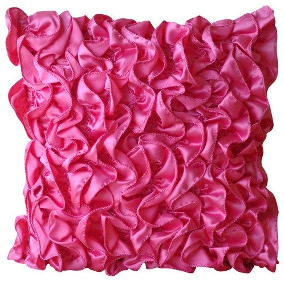 Vintage Fuchsia - Fuchsia Pink Satin Decorative Euro Sham