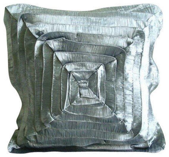 Vintage Frills - Ivory Crushed Art Silk Decorative Euro Sham