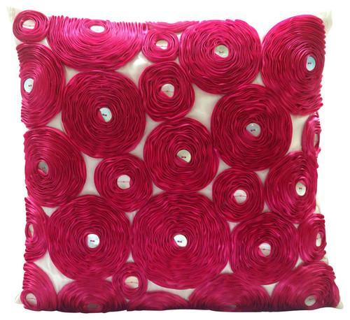 Fuchsia Power - Fuchsia Pink Art Silk Decorative Euro Sham