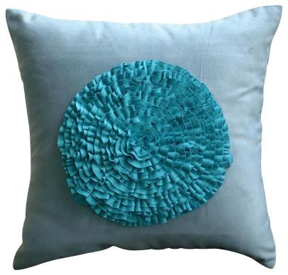 Vintage Mist - Aqua Blue Suede Decorative Euro Sham