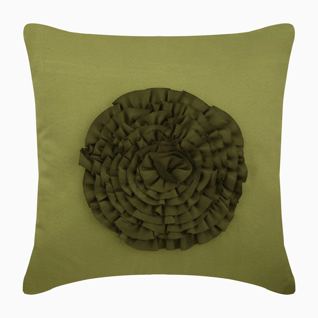 Flowerbed - Purple Felt Throw Pillow Cover