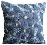 Navy Paradise - Navy Blue Art Silk Decorative Euro Sham
