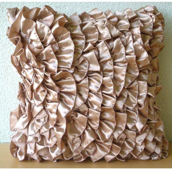 Vintage Peach - Beige Satin Decorative Euro Sham