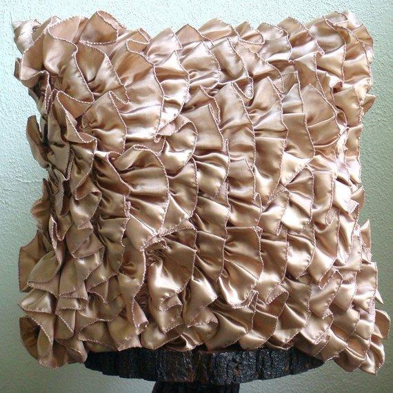 Vintage Peach - Beige Satin Decorative Euro Sham