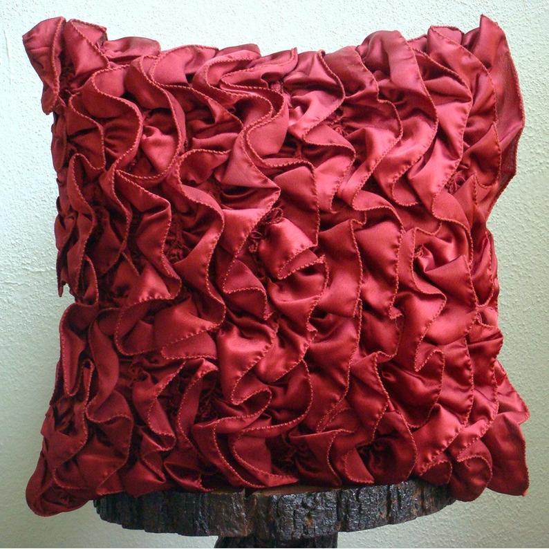 Vintage Rubys - Ruby Red Satin Decorative Euro Sham