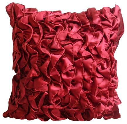 Vintage Rubys - Ruby Red Satin Decorative Euro Sham