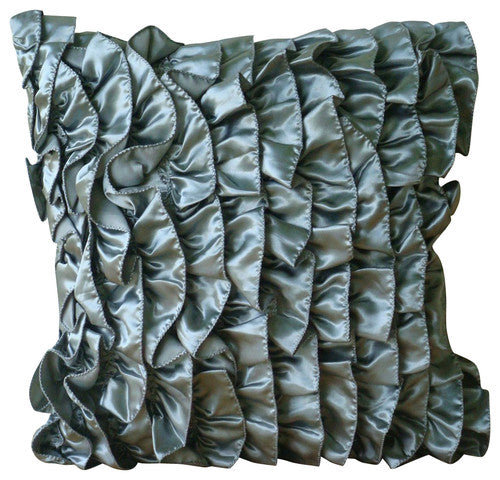 Vintage Clover Green - Clover Green Satin Throw Pillow Cover